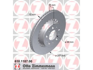 ZIMMERMANN 610.1187.00 stabdžių diskas 
 Dviratė transporto priemonės -> Stabdžių sistema -> Stabdžių diskai / priedai
1359 908.9