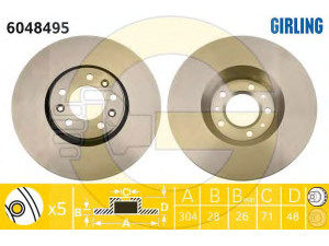 GIRLING 6048495 stabdžių diskas 
 Stabdžių sistema -> Diskinis stabdys -> Stabdžių diskas
424925, 424992, 4249K0, 1440027088