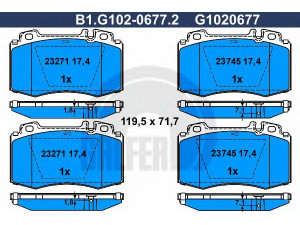 GALFER B1.G102-0677.2 stabdžių trinkelių rinkinys, diskinis stabdys 
 Techninės priežiūros dalys -> Papildomas remontas
003 420 58 20, 004 420 05 20, 004 420 05 20 67