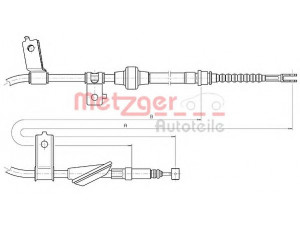 METZGER 10.5233 trosas, stovėjimo stabdys 
 Stabdžių sistema -> Valdymo svirtys/trosai
GVC902388