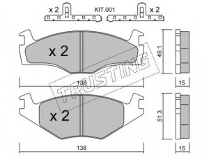 TRUSTING 047.0K stabdžių trinkelių rinkinys, diskinis stabdys 
 Techninės priežiūros dalys -> Papildomas remontas
191 698 151G, 171 615 115A, 191 698 151B