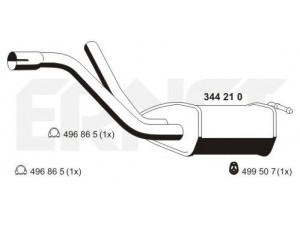 ERNST 344210 galinis duslintuvas 
 Išmetimo sistema -> Duslintuvas
1 059 928, 1 060 249, 1 091 715