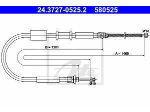 ATE 24.3727-0525.2 trosas, stovėjimo stabdys 
 Stabdžių sistema -> Valdymo svirtys/trosai
7747331