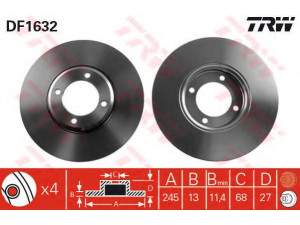 TRW DF1632 stabdžių diskas 
 Dviratė transporto priemonės -> Stabdžių sistema -> Stabdžių diskai / priedai
1494123, 1549695, 1799434, 5022253