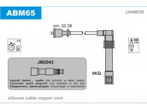 JANMOR ABM65 uždegimo laido komplektas 
 Kibirkšties / kaitinamasis uždegimas -> Uždegimo laidai/jungtys