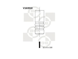 BGA V163910 įleidimo vožtuvas 
 Variklis -> Variklio uždegimo laiko reguliavimo kontrolė -> Vožtuvų eilė -> Vožtuvai/dalys
11341440304