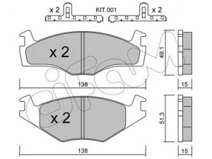 CIFAM 822-045-0K stabdžių trinkelių rinkinys, diskinis stabdys 
 Techninės priežiūros dalys -> Papildomas remontas
191 698 151G, 171 615 115A, 191 698 151B