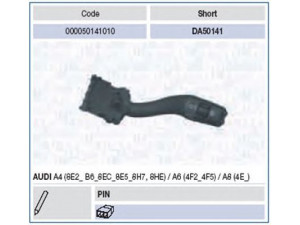 MAGNETI MARELLI 000050141010 vairo kolonėlės jungiklis 
 Vidaus įranga -> Rankinės/kojinės svirties sistema
4E0 953 503B, 4E0953503B