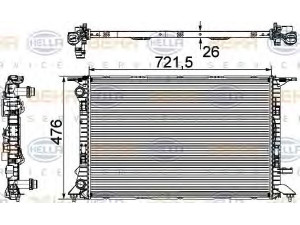 HELLA 8MK 376 745-581 radiatorius, variklio aušinimas 
 Aušinimo sistema -> Radiatorius/alyvos aušintuvas -> Radiatorius/dalys
8K0 121 251 L
