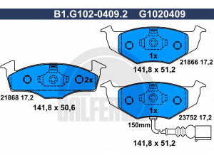 GALFER B1.G102-0409.2 stabdžių trinkelių rinkinys, diskinis stabdys 
 Techninės priežiūros dalys -> Papildomas remontas
6Q0 698 151 B, 6Q0 698 151 B