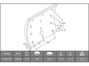 FERODO K19847.0TG stabdžių antdėklo rinkinys, būgninis stabdys 
 Techninės priežiūros dalys -> Papildomas remontas