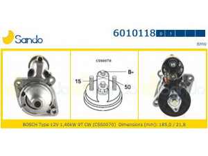 SANDO 6010118.0 starteris 
 Elektros įranga -> Starterio sistema -> Starteris
12417501668, 12411354823, 12411714750