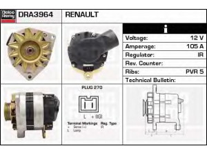 DELCO REMY DRA3964 kintamosios srovės generatorius 
 Elektros įranga -> Kint. sr. generatorius/dalys -> Kintamosios srovės generatorius
7700780774, 7701499288