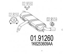 MTS 01.91260 galinis duslintuvas 
 Išmetimo sistema -> Duslintuvas
1K6253609AA