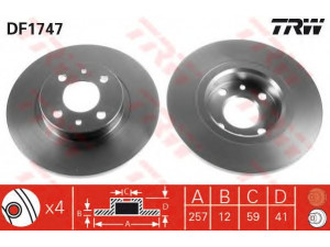 TRW DF1747 stabdžių diskas 
 Dviratė transporto priemonės -> Stabdžių sistema -> Stabdžių diskai / priedai
60808872, 0000060802029, 0046554302