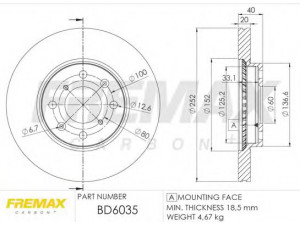 FREMAX BD-6035 stabdžių diskas 
 Dviratė transporto priemonės -> Stabdžių sistema -> Stabdžių diskai / priedai
55311- 62J00