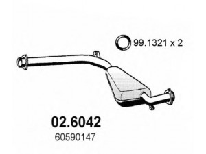 ASSO 02.6042 vidurinis duslintuvas 
 Išmetimo sistema -> Duslintuvas
60590147