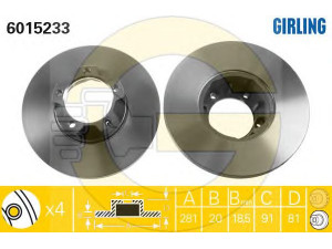 GIRLING 6015233 stabdžių diskas 
 Dviratė transporto priemonės -> Stabdžių sistema -> Stabdžių diskai / priedai
281615283A