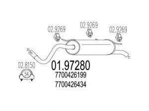 MTS 01.97280 galinis duslintuvas 
 Išmetimo sistema -> Duslintuvas
7700426199, 7700426434, 7700426487