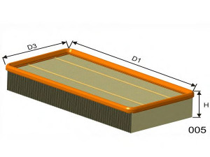 MISFAT PM809 oro filtras 
 Techninės priežiūros dalys -> Techninės priežiūros intervalai
1654600QAL, 8200104272