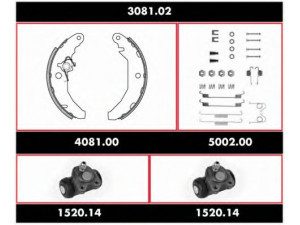 ROADHOUSE 3081.02 stabdžių rinkinys, būgniniai stabdžiai 
 Stabdžių sistema -> Būgninis stabdys -> Stabdžių remonto rinkinys