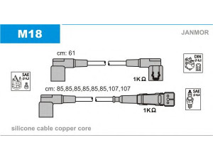 JANMOR M18 uždegimo laido komplektas 
 Kibirkšties / kaitinamasis uždegimas -> Uždegimo laidai/jungtys