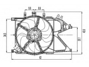 NRF 47011 ventiliatorius, radiatoriaus 
 Aušinimo sistema -> Oro aušinimas
1314445, 1341354, 24421234, 24445184