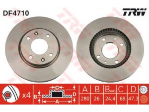 TRW DF4710 stabdžių diskas 
 Dviratė transporto priemonės -> Stabdžių sistema -> Stabdžių diskai / priedai
517123D100, 517123D300, 5171238300