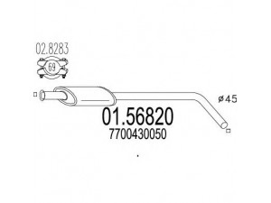 MTS 01.56820 vidurinis duslintuvas 
 Išmetimo sistema -> Duslintuvas
7700430050