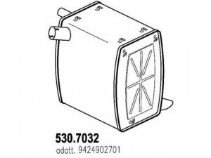ASSO 530.7032 vidurinis / galinis duslintuvas 
 Išmetimo sistema -> Duslintuvas
9424901101, 9424902101, 9424902601