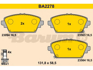 BARUM BA2278 stabdžių trinkelių rinkinys, diskinis stabdys 
 Techninės priežiūros dalys -> Papildomas remontas
45022-S1A-E02, 45022-S1A-E50, SFP000070