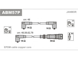 JANMOR ABM57P uždegimo laido komplektas 
 Kibirkšties / kaitinamasis uždegimas -> Uždegimo laidai/jungtys
032905483G, N104300.03