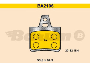 BARUM BA2106 stabdžių trinkelių rinkinys, diskinis stabdys 
 Techninės priežiūros dalys -> Papildomas remontas
4251 83, 95 654 085, 95 659 642