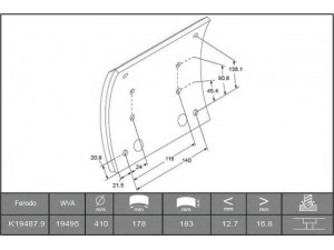 FERODO K19487.9-F3672 stabdžių antdėklo rinkinys, būgninis stabdys 
 Techninės priežiūros dalys -> Papildomas remontas