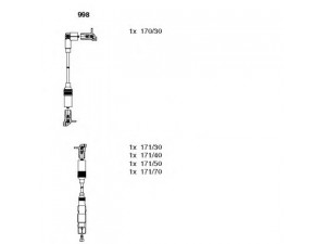 BREMI 998 uždegimo laido komplektas 
 Kibirkšties / kaitinamasis uždegimas -> Uždegimo laidai/jungtys