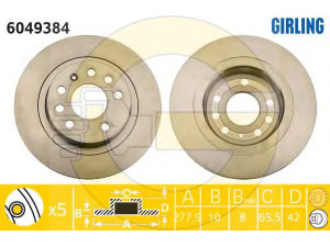 GIRLING 6049384 stabdžių diskas 
 Stabdžių sistema -> Diskinis stabdys -> Stabdžių diskas
569122, 93184247, 93184247