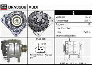 DELCO REMY DRA3806 kintamosios srovės generatorius 
 Elektros įranga -> Kint. sr. generatorius/dalys -> Kintamosios srovės generatorius
036903028A, 037903025F, 038903018A