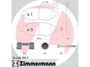 ZIMMERMANN 24468.190.3 stabdžių trinkelių rinkinys, diskinis stabdys 
 Techninės priežiūros dalys -> Papildomas remontas
77364160, 77366019, 425357, 425358