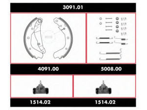 WOKING SPK 3091.01 stabdžių rinkinys, būgniniai stabdžiai 
 Stabdžių sistema -> Būgninis stabdys -> Stabdžių remonto rinkinys