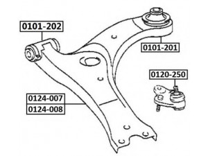 ASVA 0101-202 valdymo svirties/išilginių svirčių įvorė 
 Ašies montavimas/vairavimo mechanizmas/ratai -> Valdymo svirtis/pasukamosios svirties sujungimas -> Montavimas/sutvirtinimas
48069-47040, 48068-47040