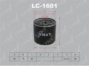 LYNXauto LC-1601 alyvos filtras 
 Techninės priežiūros dalys -> Techninės priežiūros intervalai
1059924, 1136568, 1148703, 1207066