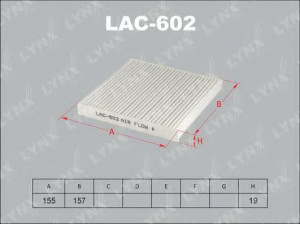 LYNXauto LAC-602 filtras, salono oras 
 Šildymas / vėdinimas -> Oro filtras, keleivio vieta
88568-B1010, 99906-850M2-038