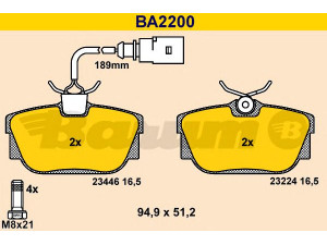 BARUM BA2200 stabdžių trinkelių rinkinys, diskinis stabdys 
 Techninės priežiūros dalys -> Papildomas remontas
1133448, 1386603, 5M21-2M008-BB