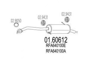 MTS 01.60612 galinis duslintuvas 
 Išmetimo sistema -> Duslintuvas
RFA640100A, RFA640100E