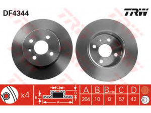 TRW DF4344 stabdžių diskas 
 Dviratė transporto priemonės -> Stabdžių sistema -> Stabdžių diskai / priedai
569116, 93176548, 93176548