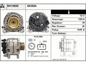 EDR 941900 kintamosios srovės generatorius 
 Elektros įranga -> Kint. sr. generatorius/dalys -> Kintamosios srovės generatorius
038903018B, 074903025N