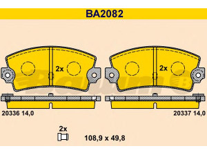 BARUM BA2082 stabdžių trinkelių rinkinys, diskinis stabdys 
 Techninės priežiūros dalys -> Papildomas remontas
60 25 170 586, 60 25 170 860, 77 01 200 360