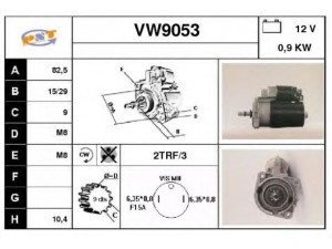 SNRA VW9053 starteris 
 Elektros įranga -> Starterio sistema -> Starteris
036911023G, 036911023GX, 036911023H