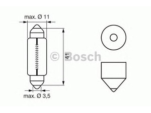 BOSCH 1 987 302 210 lemputė, galinis žibintas; lemputė, valstybinio numerio apšvietimas; lemputė, galinis rūko žibintas; lemputė, galinis žibintas; lemputė, salono apšvietimas 
 Kėbulas -> Transporto priemonės galas -> Galinis žibintas/dalys -> Lemputė, galinis žibintas