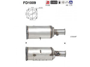 AS FD1009 suodžių / kietųjų dalelių filtras, išmetimo sistema 
 Išmetimo sistema -> Suodžių/dalelių filtras
1731N7, 174003